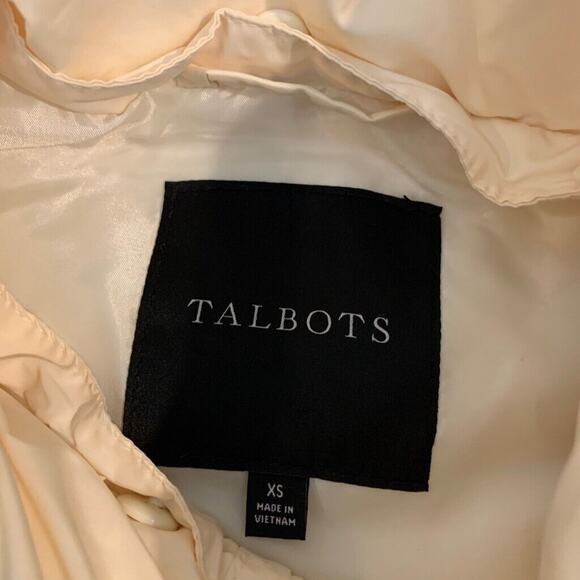 Talbots Vest Womens XS Extra Small Cream Down Filled Full Zip Turtleneck Jacket - Picture 9 of 14